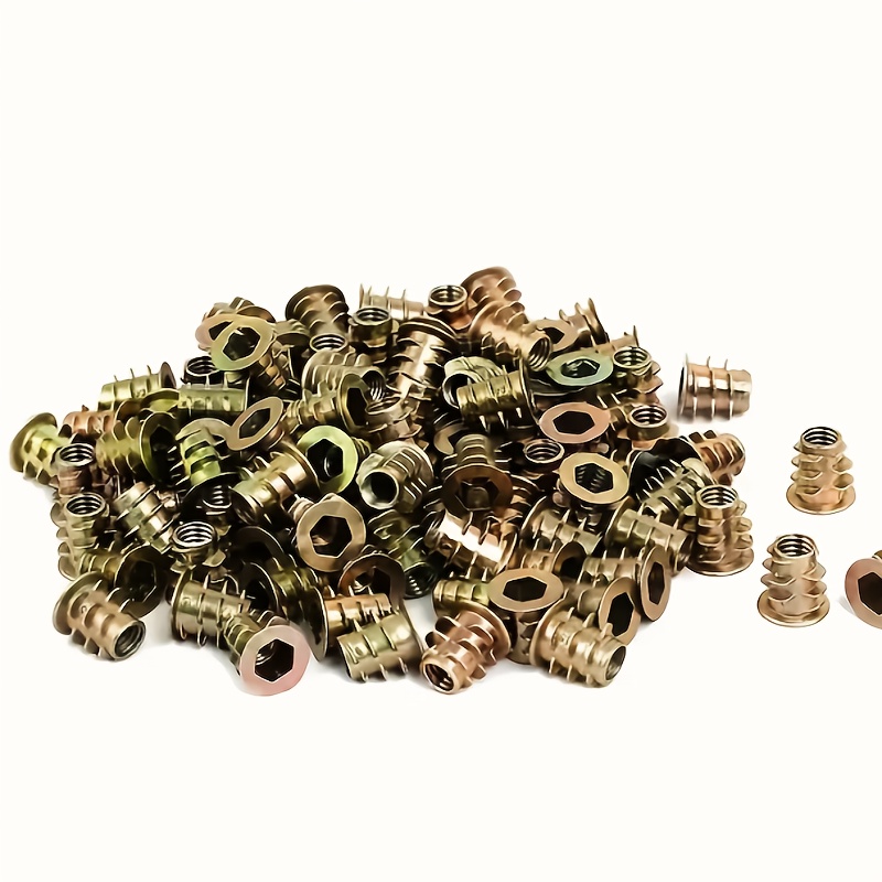 Furniture Hardware Threaded Inserts - 100Pcs Sisipan Ulir Galvanis Paduan M6,