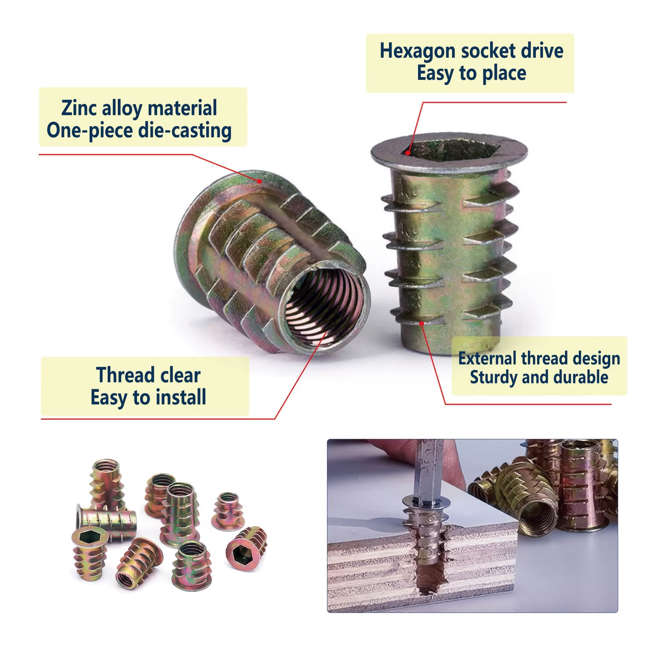 Kit Mur Sisip Berulir M4/M5/M6 - Furniture Hardware Threaded Inserts ulasan dan harga
