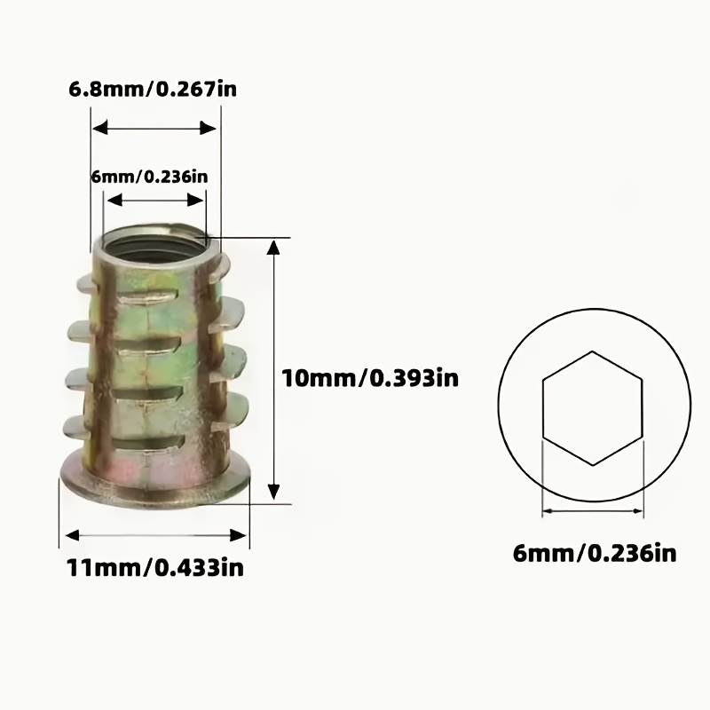 100Pcs Sisipan Ulir Galvanis P - Furniture Hardware Threaded Inserts ulasan dan harga